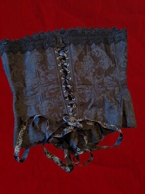 Black Lace-Up Brocade Waist Cincher - Women Intimates